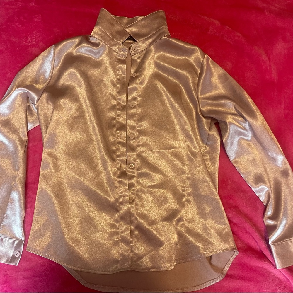 satin business casual button down shirt